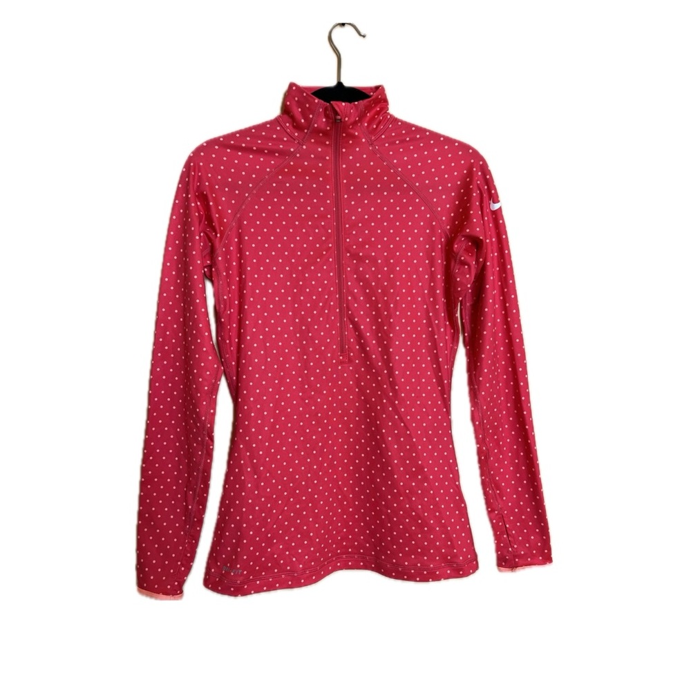 Nike Pro Hot Pink/Coral Polka Dot Fleece Quarter Zip